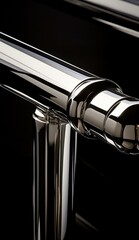Naklejka premium Polished chrome detail with sharp angles. AI.