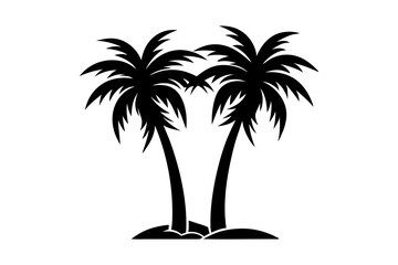 Tropical Palm Trees Silhouette Featuring a Pair of Leaning Trees