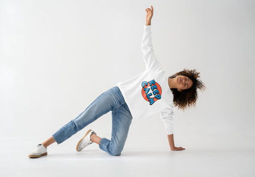 Mockup Of Active Woman Wearing Customized Sweatshirt
