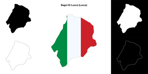 Bagni Di Lucca (Tuscany) outline map set