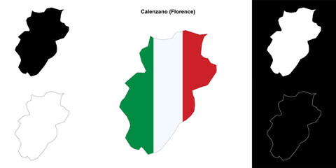 Fototapeta premium Calenzano (Tuscany) outline map set