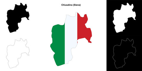 Fototapeta premium Chiusdino (Tuscany) outline map set