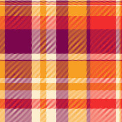 Infant tartan textile texture, material fabric plaid vector. Strip background pattern seamless check in pink and orange colors.