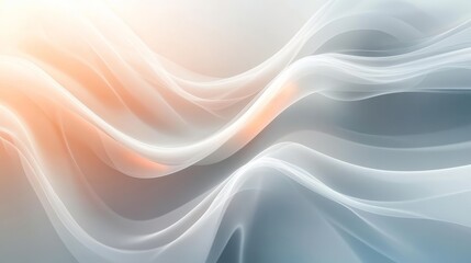 Futuristic Elegance: Abstract White and Light Grey Wallpaper with Gradient Waves for Tech and Business Concepts