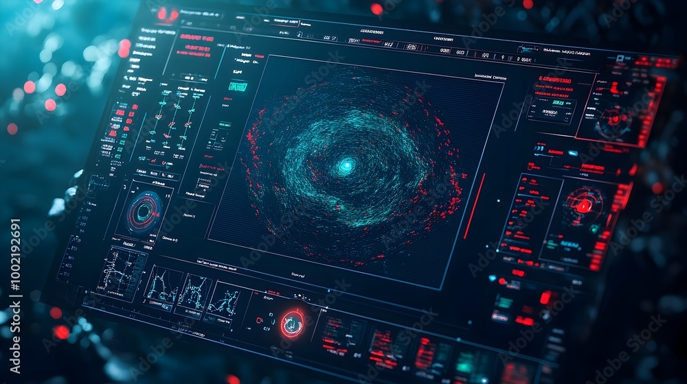 Aufkleber detailed radar display showcasing the complex movements and patterns of deep sea ocean currents prov