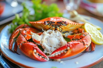 Crab Claw Delicacy on Plate. Freshly Cooked Seafood for Diet Lunch
