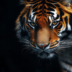 Obraz premium Creative animal concept of tiger, copy text space, artwork