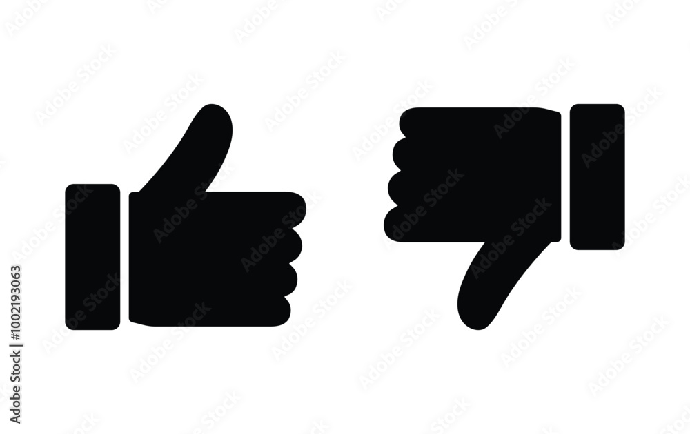 Wall mural like and dislike icons set. thumbs up and thumbs down vector