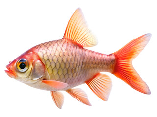 Fototapeta premium Rosy Barb (fish) swimming, isolated on a transparent background