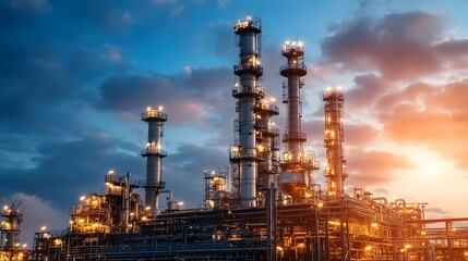 Obraz premium Detailed view of a modern petrochemical production plant