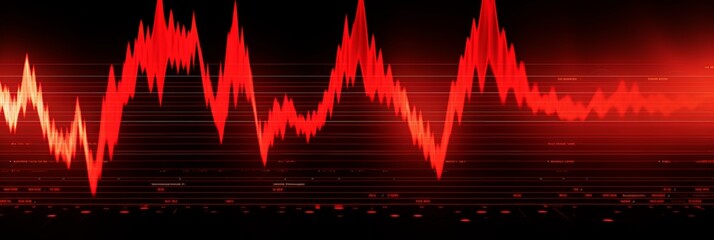 Dynamic red waveform visualization illustrating audio frequency patterns and intensity levels