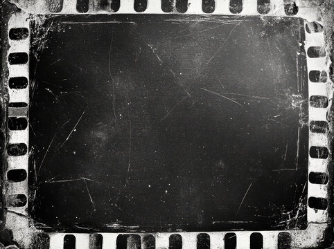Grunge Film Strip Background. Monochrome Old Film Texture. Generative AI. 