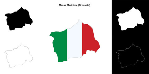 Fototapeta premium Massa Marittima (Tuscany) outline map set