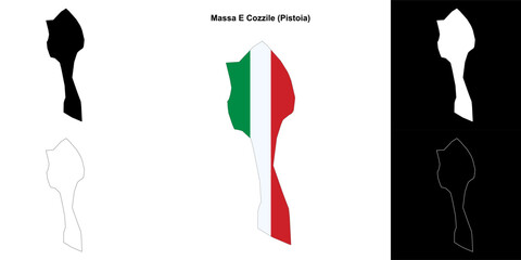 Massa E Cozzile (Tuscany) outline map set