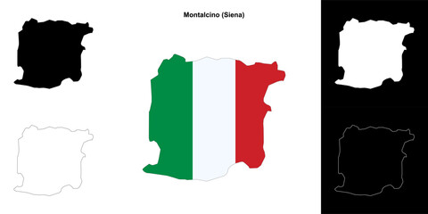 Fototapeta premium Montalcino (Tuscany) outline map set
