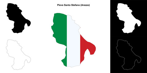 Pieve Santo Stefano (Tuscany) outline map set