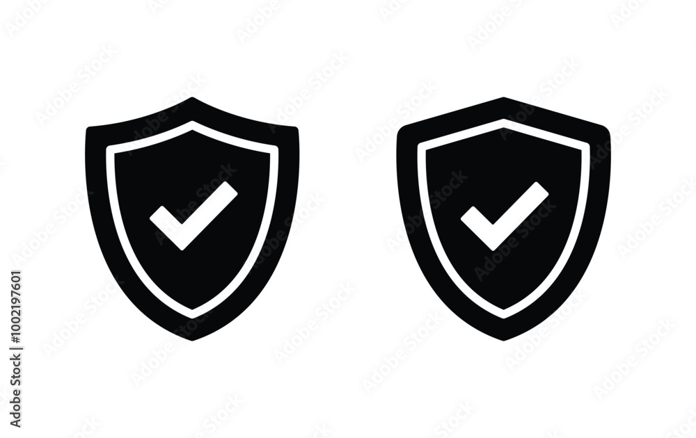 Poster shield icon vector. shield with check mark icon vector