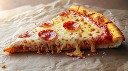 Delicious Pizza Slice with Melting Cheese