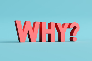 Fototapeta premium Big red why question mark 3d rendering curiosity concept