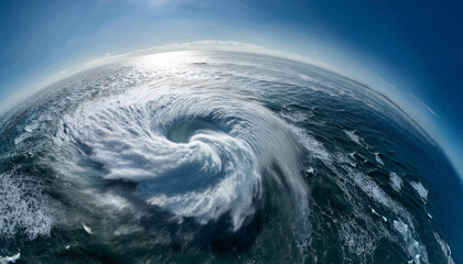 Powerful Hurricane Over the Ocean
