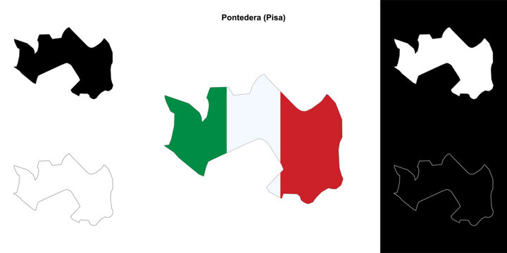 Pontedera (Tuscany) outline map set