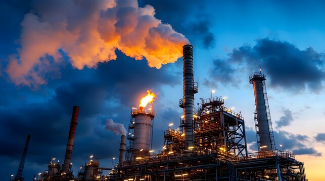 Futuristic industrial petrochemical processing facility highlighting the essential role of refining and chemical production in modern manufacturing