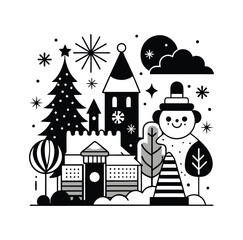 Christmas vector black and white