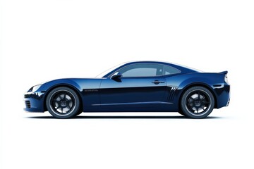 Fototapeta premium Dark Blue Car. Speeding Vehicle with Industry Grade Tires on White Background