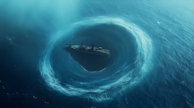 Massive Whirlpool Engulfs Stately Ship in the Heart of the Bermuda Triangle  The powerful vortex a legendary phenomena in the mysterious Bermuda Triangle pulls the vessel into its swirling