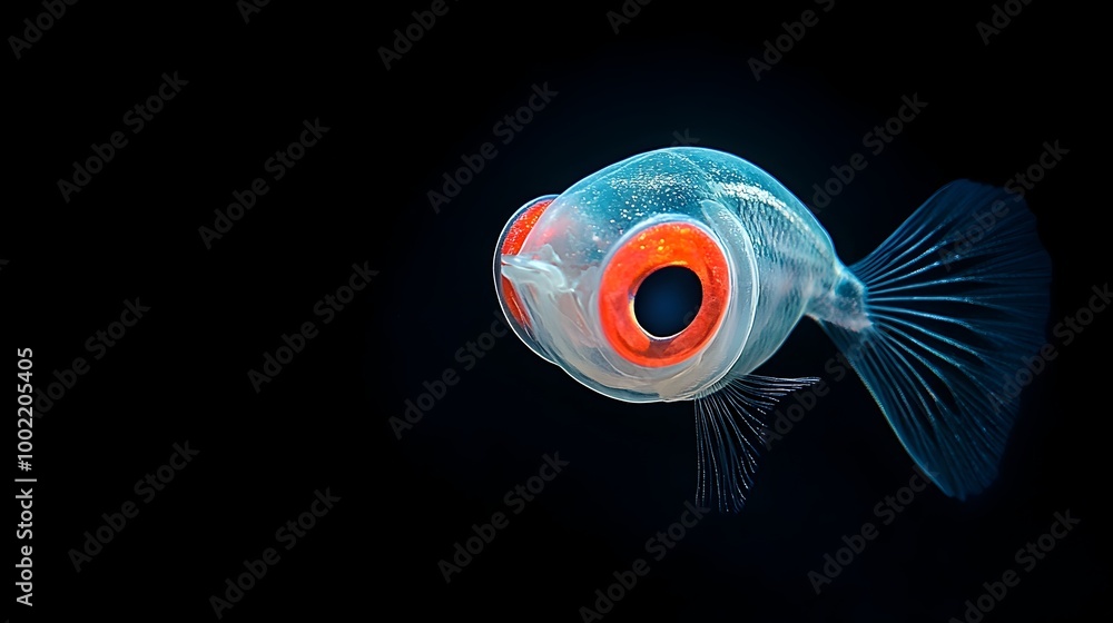 Poster mesmerizing close up view of a barreleye fish showcasing its remarkable transparent head that reveal