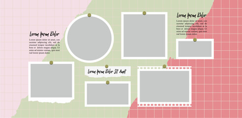 Pictures or photos frame collage. comics page grid layout abstract photo frames and digital photo wall template