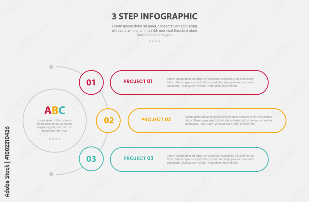 Aufkleber 3 points template infographic outline style with 3 point stage or step template with circle center a