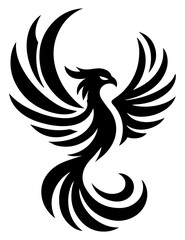 vector silhouette of a phoenix, black color