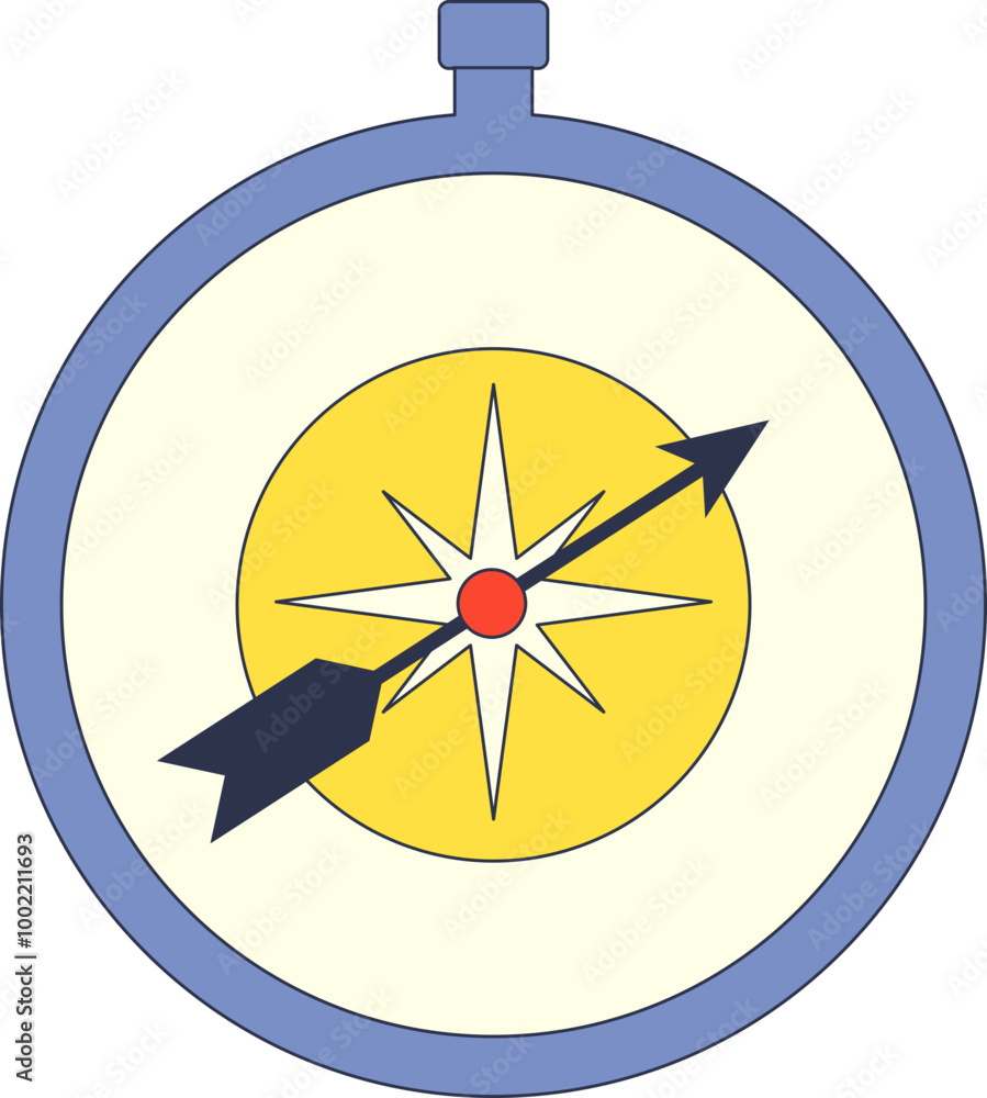 Poster simple compass illustration with a directional arrow, symbolizing navigation and guidance.