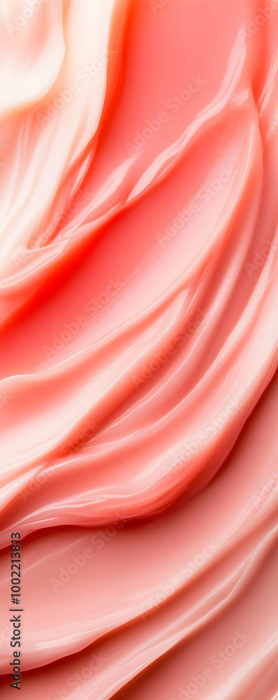 Poster soft coral fabric with gentle folds and waves, creating a smooth and elegant texture for modern back