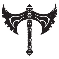 A black and white silhouette of a battle Axe Stock Vector isolated on white background, Silhouette ax black color, Axe symbol vector illustration