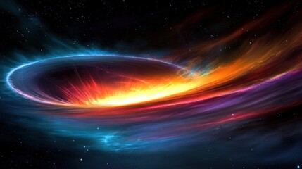 Obraz premium Colorful Chaos of a Black Hole Emitting Light