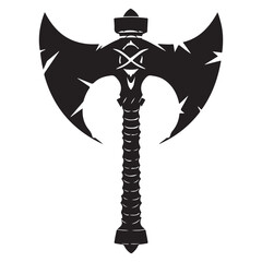 A black and white silhouette of a battle Axe Stock Vector isolated on white background, Silhouette ax black color, Axe symbol vector illustration