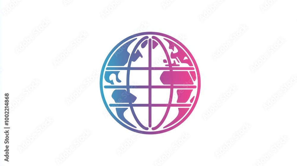 Poster a worldwide icon designed with minimalist lines and curves, perfect for digital and print use.