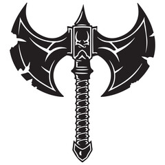 A black and white silhouette of a battle Axe Stock Vector isolated on white background, Silhouette ax black color, Axe symbol vector illustration