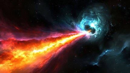 Obraz premium Colorful Emission from a Black Hole in Chaos