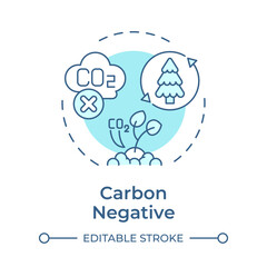 Carbon negative soft blue concept icon. Nature preservation, ecofriendly. Forestation, agriculture. Round shape line illustration. Abstract idea. Graphic design. Easy to use infographic