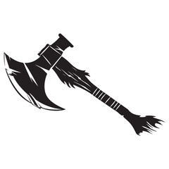 A black and white silhouette of a battle Axe Stock Vector isolated on white background, Silhouette ax black color, Axe symbol vector illustration