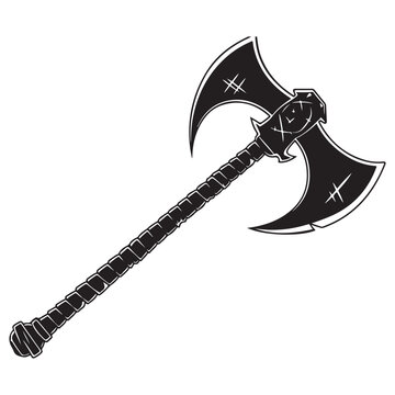 recommend clip art: A black and white silhouette of a battle Axe Stock Vector isolated on white background, Silhouette ax black color, Axe symbol vector illustration