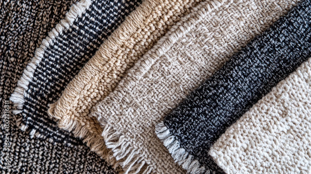 Aufkleber a flat lay of various woven patterns, showcasing different textures and color schemes.