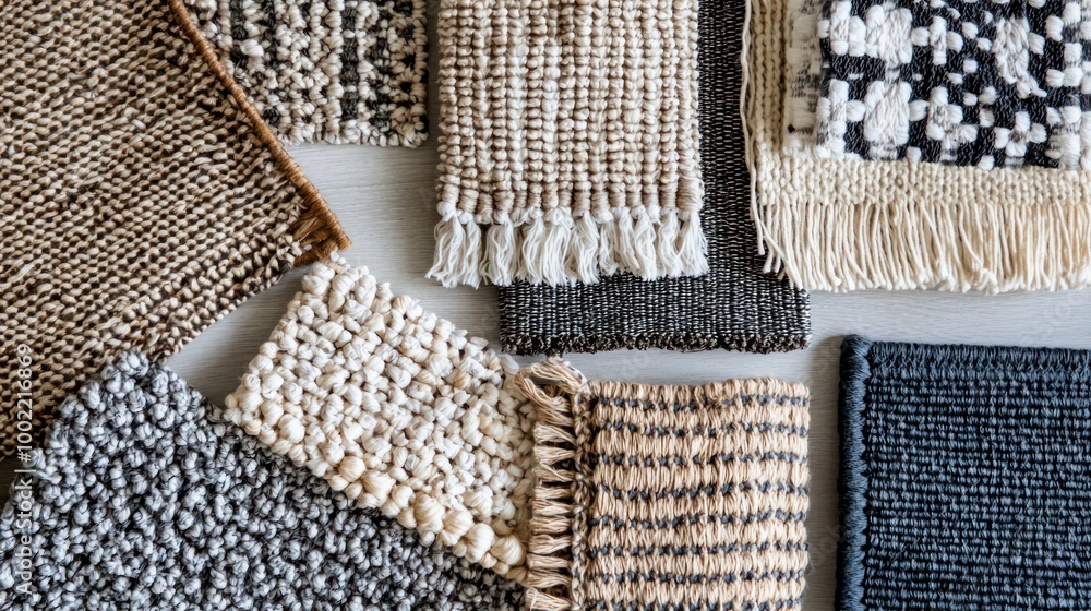Aufkleber a flat lay of various woven patterns, showcasing different textures and color schemes.