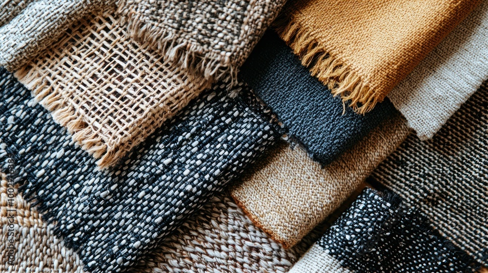 Aufkleber a flat lay of various woven patterns, showcasing different textures and color schemes.