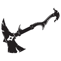 A black and white silhouette of a battle Axe Stock Vector isolated on white background, Silhouette ax black color, Axe symbol vector illustration