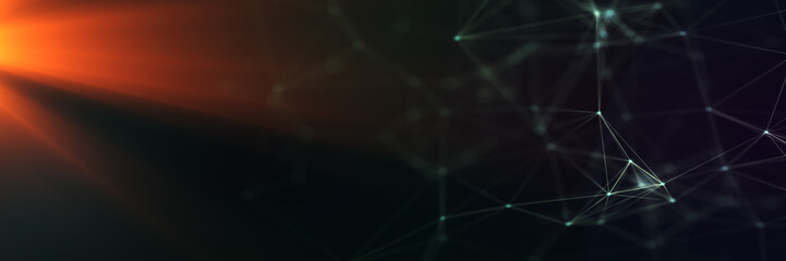 Abstract futuristic - technology with polygonal shapes on dark blue background. Design digital technology concept. 3d illustration.