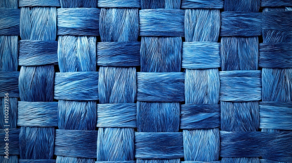 Aufkleber a woven background with a pattern of interlocking threads in various shades of blue.